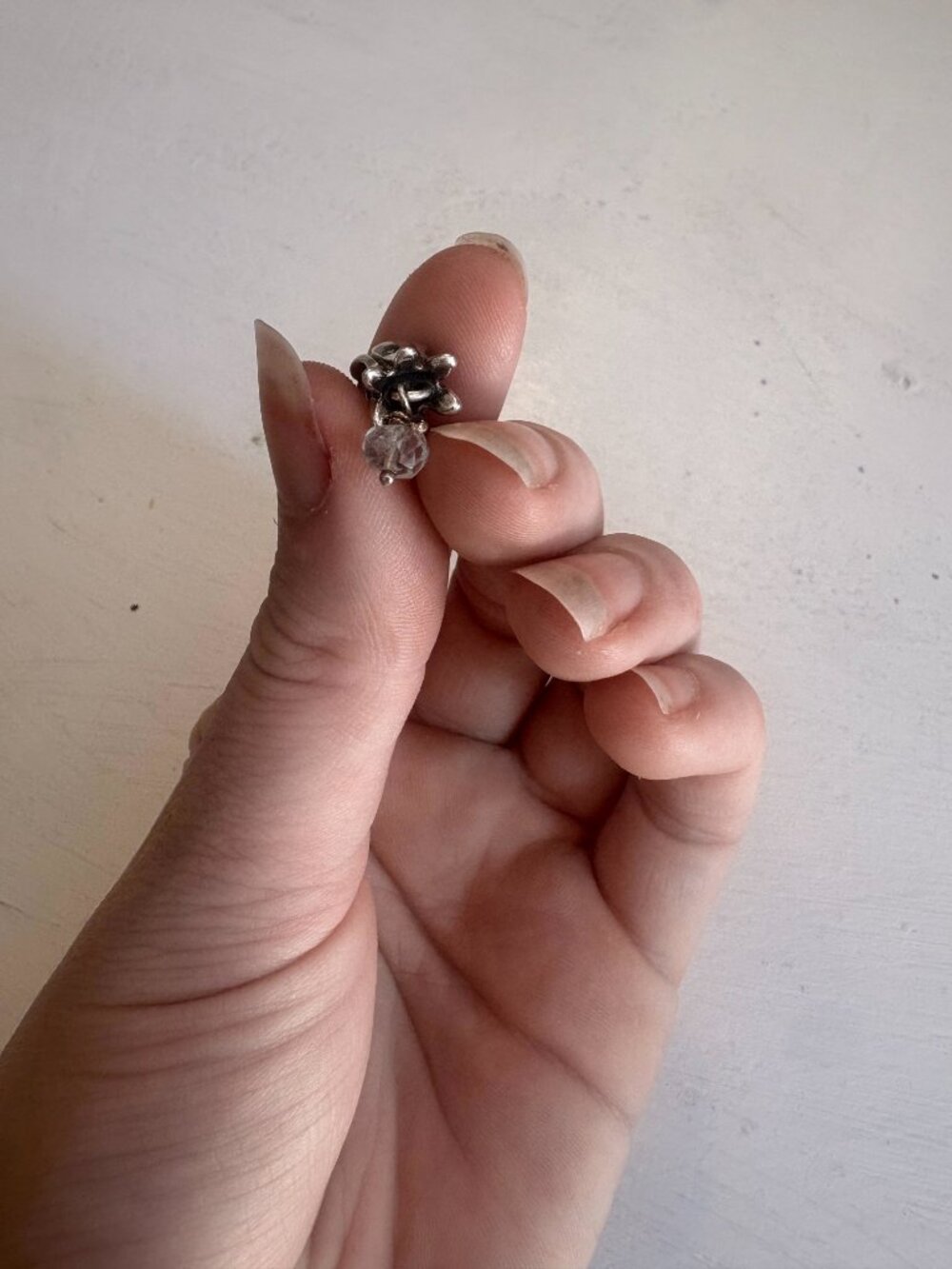 Pandora Sterling Silver Flower Dangle Charm Clear Crystal 925 - Picture 5 of 5